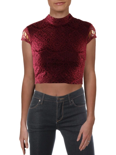 City Studio Womens Lace Night Out Crop Top In Multi
