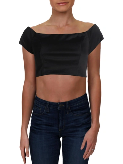 Trixxi Juniors Womens Knit Off-the-shoulder Crop Top In Black