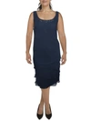 SLNY PLUS WOMENS BEADED KNEE-LENGTH COCKTAIL AND PARTY DRESS