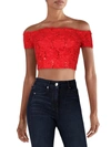 B DARLIN JUNIORS WOMENS LACE SEQUINED CROPPED