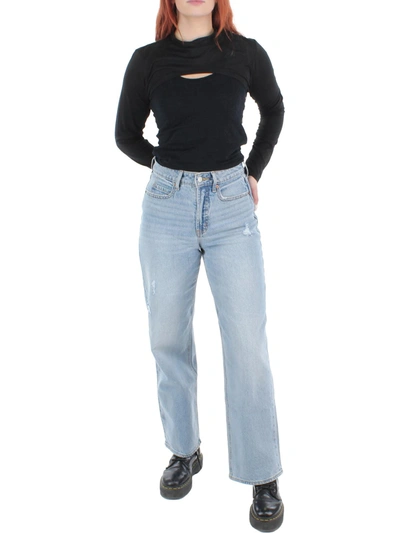 Almost Famous Womens Knit Cut-out Cropped In Black