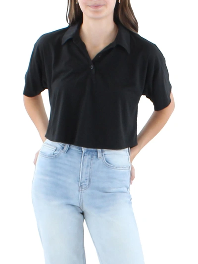Kingston Grey Juniors Womens Cropped Short Sleeve Polo Top In Black