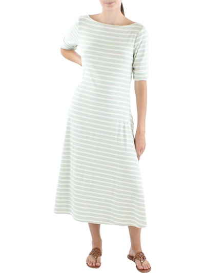 Lauren Ralph Lauren Womens Striped Mid Calf Shirtdress In Multi