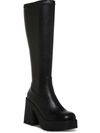 MADDEN GIRL THERESA WOMENS FAUX LEATHER BLOCK HEEL KNEE-HIGH BOOTS