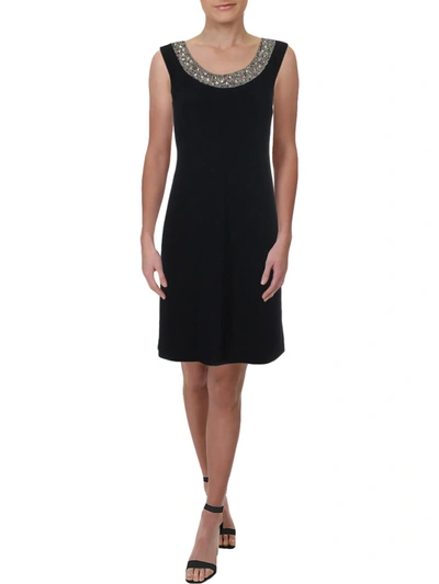 R & M Richards Womens Embellished Sleeveless Cocktail Dress In Black