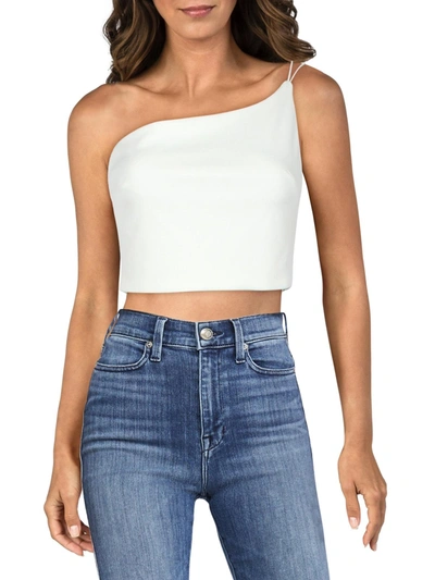 B Darlin Juniors Womens Crepe One Shoulder Cropped In White