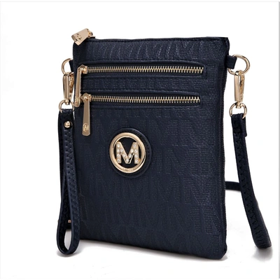Mkf Collection By Mia K Andrea Milan M Signature Crossbody Handbag In Blue