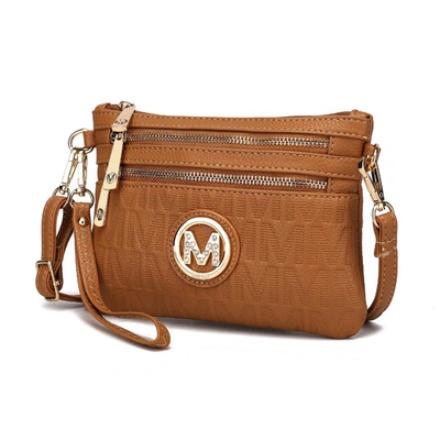 Mkf Collection By Mia K Roonie Milan "m" Signature Crossbody Wristlet In Brown