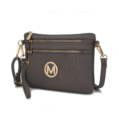 Mkf Collection By Mia K Roonie Milan "m" Signature Crossbody Wristlet In Grey