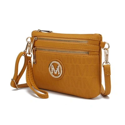 Mkf Collection By Mia K Roonie Milan "m" Signature Crossbody Wristlet In Yellow