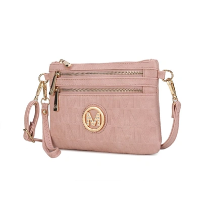 Mkf Collection By Mia K Roonie Milan "m" Signature Crossbody Wristlet In Pink