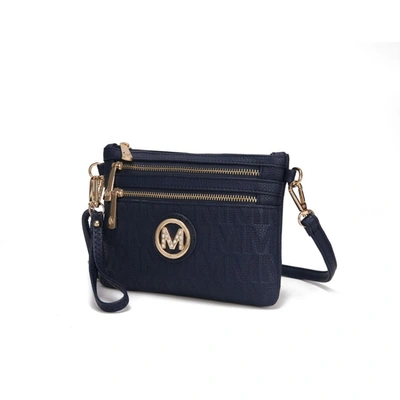 Mkf Collection By Mia K Roonie Milan "m" Signature Crossbody Wristlet In Blue