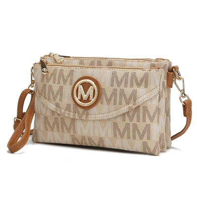 Mkf Collection By Mia K Ishani Five Compartments M Signature Crossbody Bag In Beige