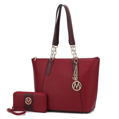 Mkf Collection By Mia K Ximena Vegan Leather Women's Tote Bag With Matching Wristlet Wallet- 2 Pieces In Red
