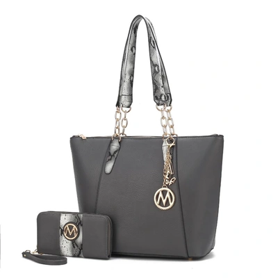 Mkf Collection By Mia K Ximena Vegan Leather Women's Tote Bag With Matching Wristlet Wallet- 2 Pieces In Black
