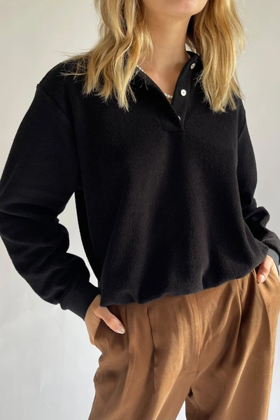 Donni. Brushed Terry Polo Sweatshirt In Multi