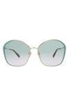 Chloé Core 61mm Round Sunglasses In Blue Blue Green