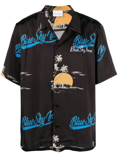 Blue Sky Inn Logo Viscose Shirt In Black