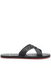 Christian Louboutin Loubi Cross Rubber Slides In Black