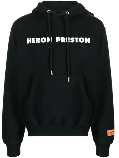 Heron Preston Logo-print Organic Cotton Hoodie In Black White