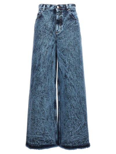 Marni Marble Dyed Cotton Denim Flared Jeans In Blue