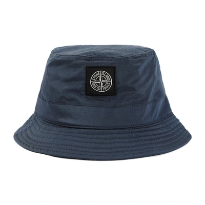 Stone Island Logo Bucket Hat In V0024 Dark Blue