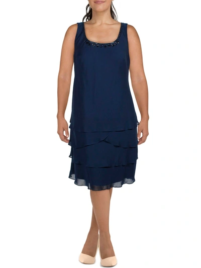 Slny Womens Tiered Sleeveless Cocktail And Party Dress In Blue