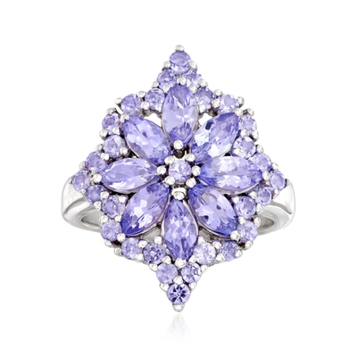 Ross-simons Tanzanite Flower Burst Ring In Sterling Silver In Purple