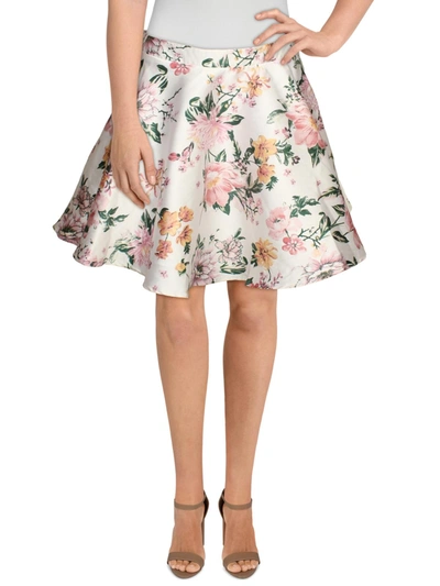 City Studio Juniors Womens Floral Print Mini Flare Skirt In Multi