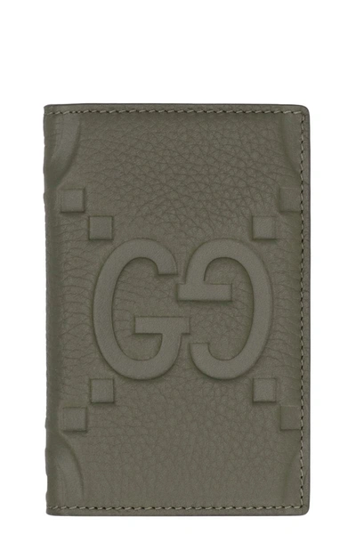 Gucci Jumbo Gg Card Holder In Green