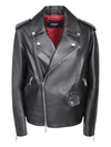Dsquared2 Leather Oversized Biker Jacket In Black