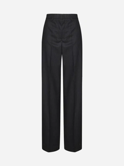 Blanca Vita Pinstripe-print Palazzo Pant In Dark Grey