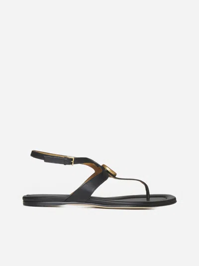 Gucci Gg-buckle Leather Sandals In Black