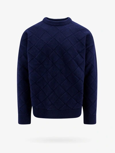 Bottega Veneta 3d Intreccio Crewneck Wool Sweater In Navy
