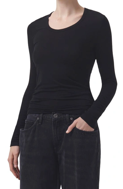 Agolde Shona Loong Sleeve T-shirt In Black