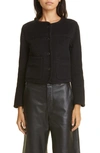 Proenza Schouler Melton Round-neck Relaxed-fit Wool-blend Jacket In Black / Steel Grey