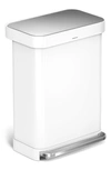 Simplehuman 55l Rectangular Step Can With Liner Pocket In White
