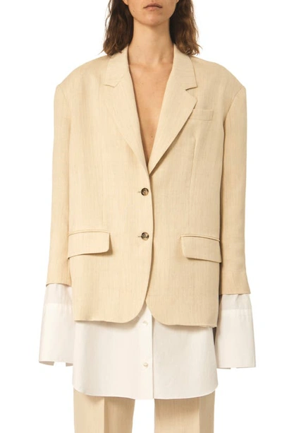 Interior Owens Linen Suit Jacket In Wheat