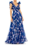 IEENA FOR MAC DUGGAL RUFFLE FLORAL GOWN