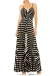 Mac Duggal Pleated V-neck Jumpsuit In Black Multi