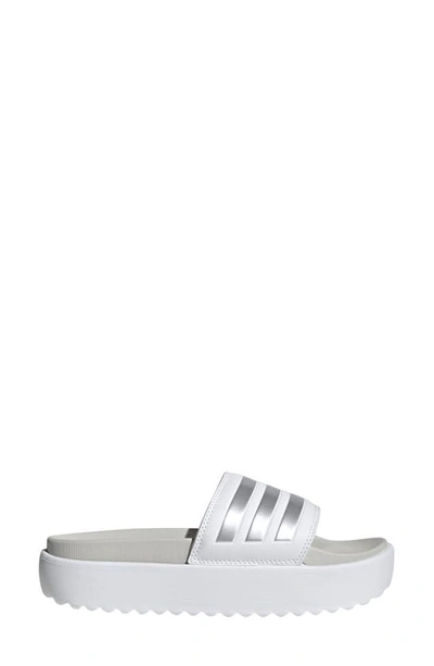 Adidas Originals Adidas Women's Adilette Platform Slides In White/zero Metallic/grey