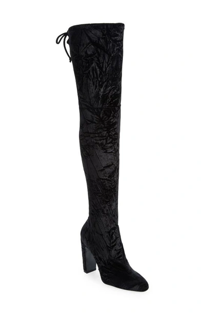 Stuart Weitzman Vidaland Convertible Boot In Black Crushed Velvet