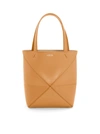 Loewe Puzzle Fold Medium Tote Bag In Shiny Leather In Nude & Neutrals