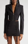 DION LEE ZIP FRONT CORSET CROP BLAZER