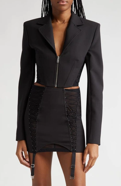 Dion Lee Zipped Cropped Blazer In Schwarz