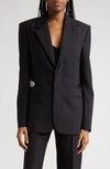 Dion Lee Lace-trimmed Cutout Wool Blazer In Black