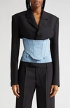 Dion Lee Blazer Aus Wolle Und Denim In Black/ Cyan