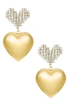 Ettika Digital Love Heart Drop Earrings In Gold