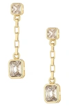 Ettika Rectangular Cubic Zirconia Chain Drop Earrings In Gold