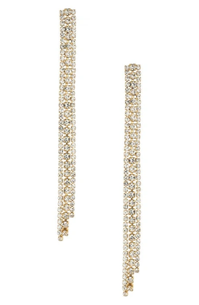 ETTIKA TRIPLE CRYSTAL CHAIN DROP EARRINGS